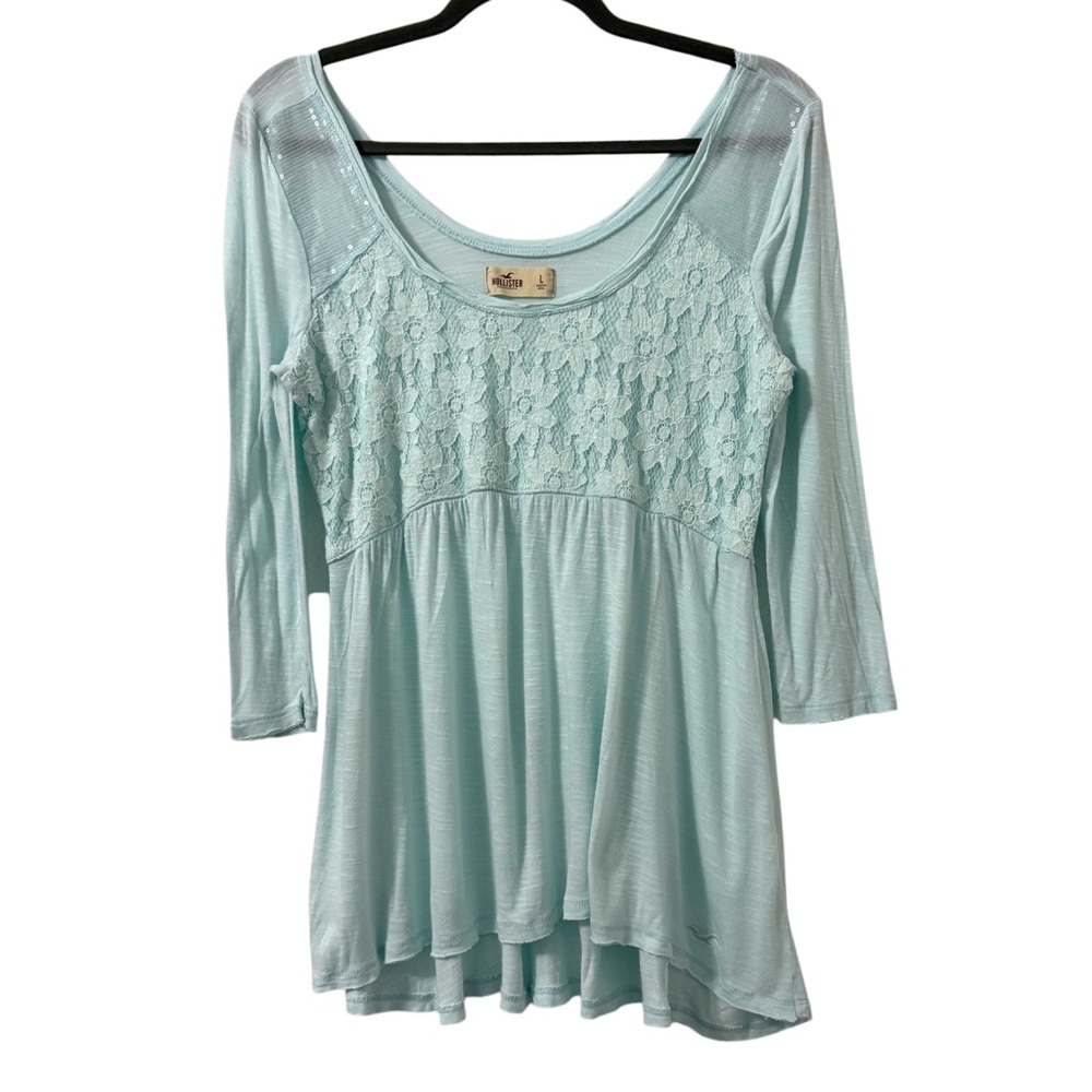 Hollister Womens VTG Baby Teal Y2K Baby Doll Top Large‎ Bella Swan Rory Gilmore